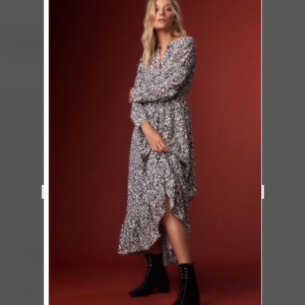 Anthropologie Leopard Print Maxi Dress